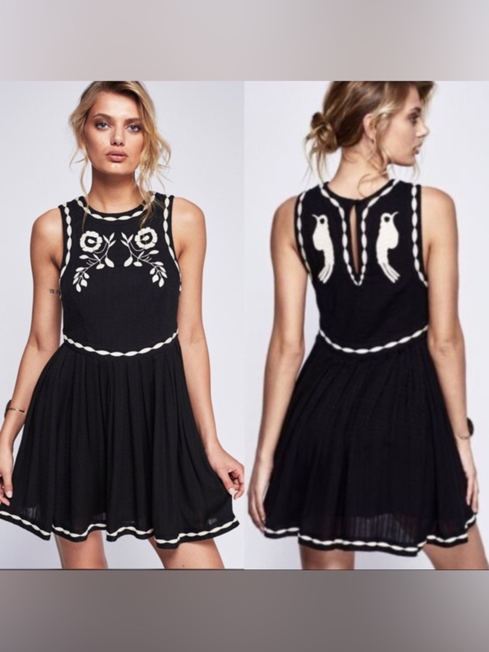 Free People "Birds of a Feather" Embroidered Dress